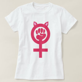 フェミニスト拳ピンクプッシパワー女性行進 Tシャツ