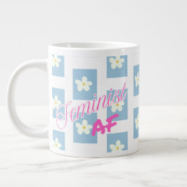 フェミニスト最高 - 花柄が楽しい ジャンボコーヒーマグカップ