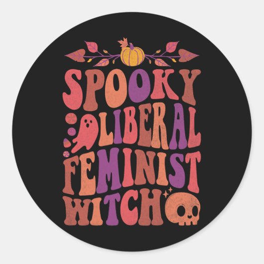 フェミニスト自由主義のウィッチフェミニストハロウィーン引用文 ラウンドシール (正面)