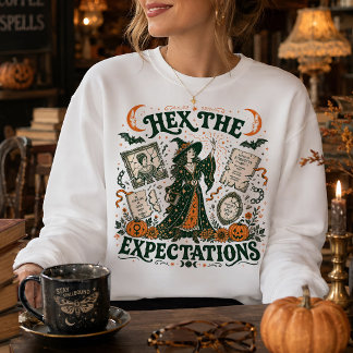フェミニスト・ウィッチが期待に呪いをかけるハロウィンアート スウェットシャツ