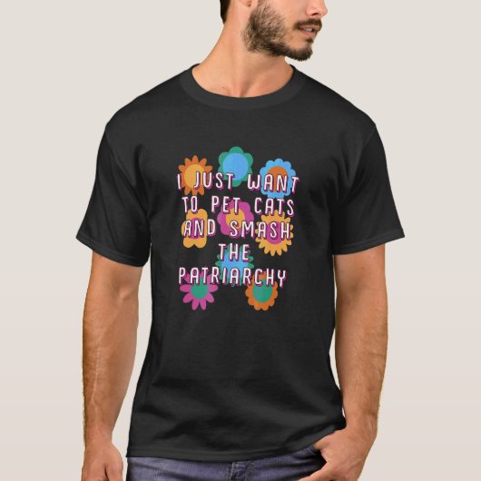 フェミニスト・ユーモア 猫と家父長制をぶっ壊す Tシャツ (正面)