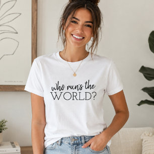 フェミニストTシャツ|Who Runs The World グラフィックTee Tシャツ