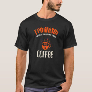 フェミニズムのアメリカ(犬)スタッフォードテリア&コーヒー Tシャツ