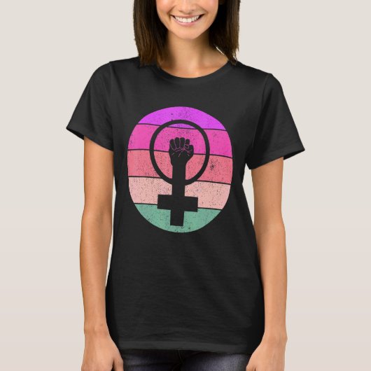 フェミニズムのシンボル女性の平等フェミニスト Tシャツ (正面)