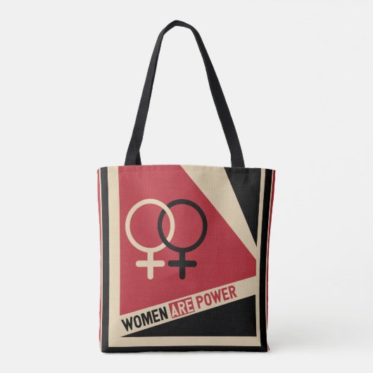 フェミニズムの女性はパワーレッド・ブラック トートバッグ (裏面)