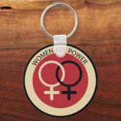 フェミニズムの芸術「女性は力だ」赤い黒 キーホルダー (裏面)