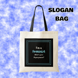 フェミニズムの超大国のスローガンは白を黒に トートバッグ