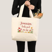 フェミニズムは私に良く見える ラージトートバッグ (正面(商品))