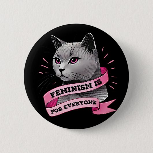 フェミニズムは誰でもプロのフェミニズムの猫 缶バッジ (正面)