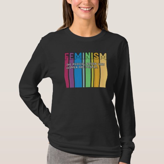 フェミニズム定義レトロ強い女性と等しいR Tシャツ (正面)