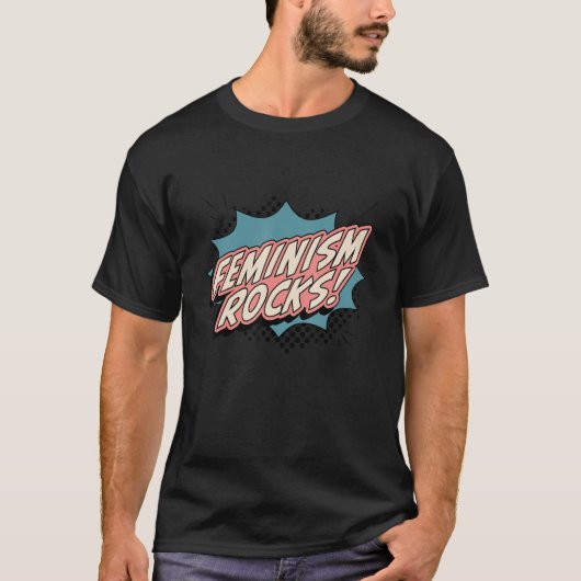 フェミニズム・ロックス 女性の人権マーチ レトロ Tシャツ (正面)