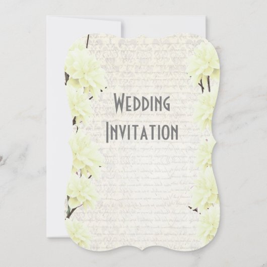 フェミニンかわいらし淡い色のパステルイエローフローラ結婚ズ 招待状 (裏面)