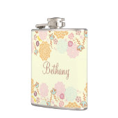 フェミニンでファンシーでモダンな花のパーソナライズ フラスク (左)