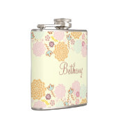フェミニンでファンシーでモダンな花のパーソナライズ フラスク (右)