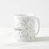 フェミニンで可愛らしいピンクの花 コーヒーマグカップ (正面右)