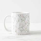 フェミニンで可愛らしいピンクの花 コーヒーマグカップ (左)