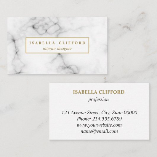 フェミニンで白い大理石|の専門のロゴ 名刺 (正面/裏面)