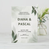 フェミニンなグリーンの結婚式招待状 セーブザデート (スタンド正面)