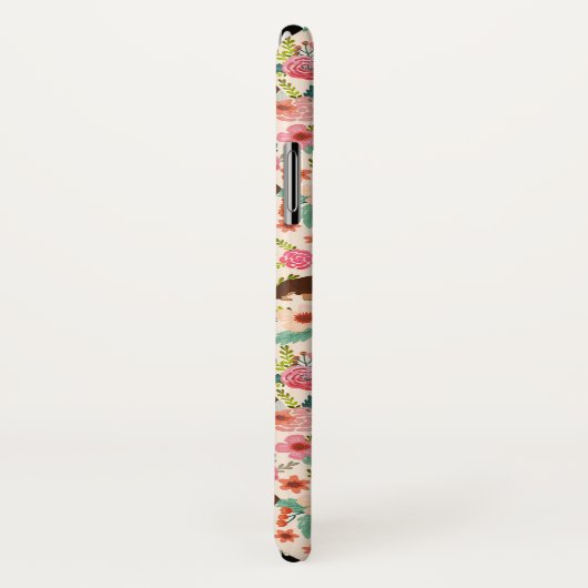 フェミニンなダックスフントのヴィンテージの花柄パターン Case-Mate iPhoneケース (裏面/右)