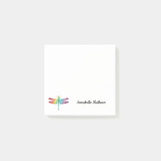 フェミニンなパーソナライズな虹の水彩画のトンボ ポストイット