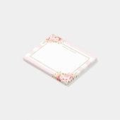 フェミニンなピンクのストライプおよびシャクヤクパーソナライズなII ポストイット (アングル)