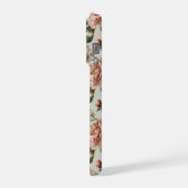 フェミニンなピンクの芍薬の白い花柄 iPhoneケース (左側面)