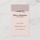 フェミニンなピンクの鳥の花柄のはさみの美容師 名刺 (裏面)