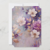 フェミニンなプリティホワイトグリムゴールドパープルフラワーリング 招待状 (裏面)