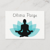 フェミニンなヨガのインストラクターの黙想のはすの花 名刺 (正面)