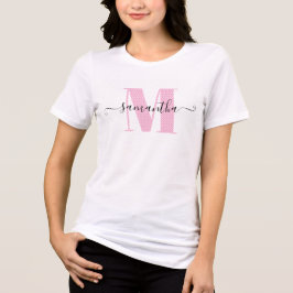 フェミニンなライトピンクの水玉モノグラム トライブレンドTシャツ