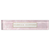 フェミニンなロゴのプロフェッショナルのばら色の金ゴールドの大理石 デスクネームプレート (正面)