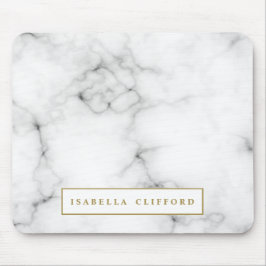 フェミニンなロゴの専門の白くおよび黒い大理石 マウスパッド