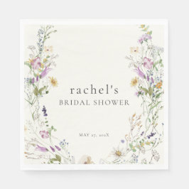 フェミニンなワイルドフラワーの ブライダルシャワーナプキン スタンダードランチョンナプキン