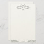 フェミニンなヴィンテージのモノグラムのでパーソナライズなイニシャル 便箋 (正面/裏面)