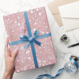 フェミニンな上品さが漂うピンクのスパークル グリッター柄 ラッピングペーパー