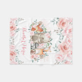 フェミニンな森林ピンクの花のバラの女の子の子供部屋 フリースブランケット (正面(横))