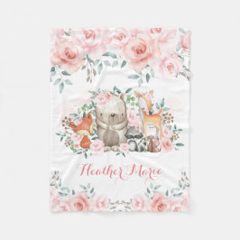 フェミニンな森林ピンクの花のバラの女の子の子供部屋 フリースブランケット