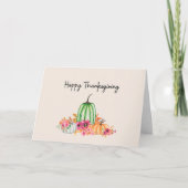 フェミニンな水彩画のカボチャと花 カード (正面)