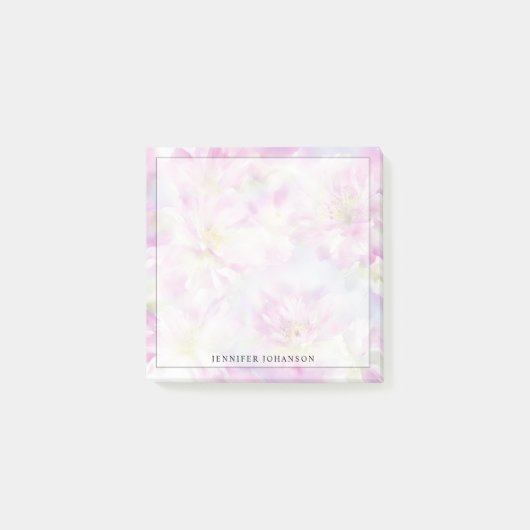 フェミニンな水彩画のピンクの花柄 ポストイット (正面)