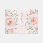 フェミニンな水彩画の赤面のバラの女の赤ちゃんの子供部屋 フリースブランケット (正面(横))