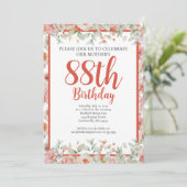 フェミニンな水彩花の88歳誕生日パーティー 招待状 (スタンド正面)