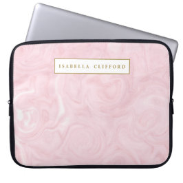 フェミニンな瑪瑙のばら色の金ゴールドのフェイクな金ゴールドはあなたの名前を加えます ラップトップスリーブ