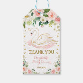 フェミニンな白鳥のプリンセスの花柄のばら色の誕生日の好意 ギフトタグ (正面)