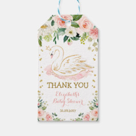 フェミニンな白鳥のプリンセスの花柄のばら色の誕生日の好意 ギフトタグ