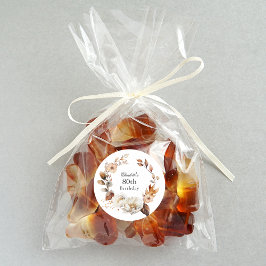 フェミニンな秋の花の80歳誕生日パーティー ラウンドシール