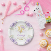 フェミニンな紫色の金ゴールドの熱気の気球のブライダル・シャワー ペーパープレート (パーティー)