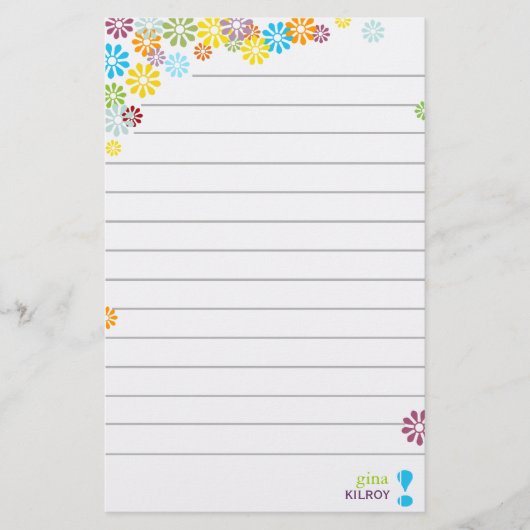 フェミニンな花のパーソナライズな静止した 便箋 (正面)