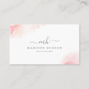 フェミニンな赤面のピンクの水彩画 名刺