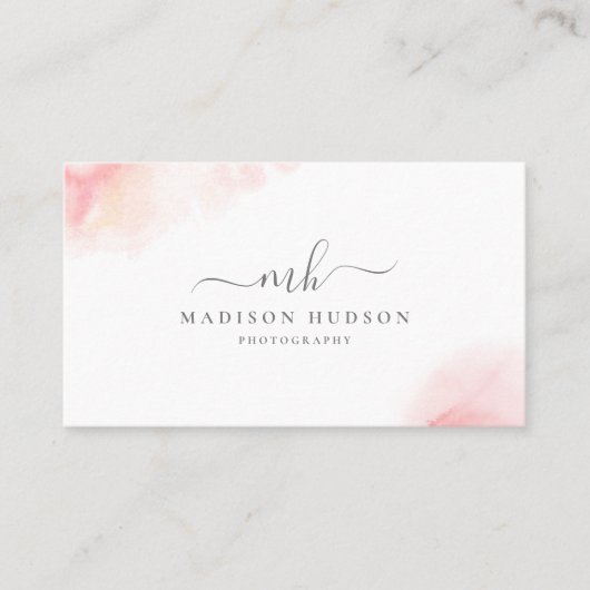 フェミニンな赤面のピンクの水彩画 名刺 (正面)