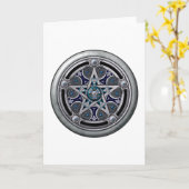 フェミニンな銀製の異教のな星形五角形 カード (黄色い花)